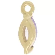 Breloque navette 9.5x3 mm avec oxyde de Zirconium - Doré à l'or fin - Violet x1