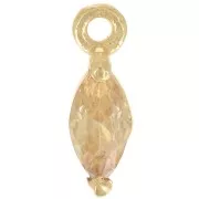 Breloque navette 9.5x3mm avec oxyde de Zirconium - Doré à l'or fin - Light Topaz