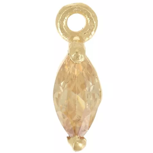 Breloque navette 9.5x3mm avec oxyde de Zirconium - Doré à l'or fin - Light Topaz