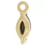 Breloque navette 9.5x3mm avec oxyde de Zirconium - Doré à l'or fin - Noir x1