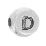 Perle plate ronde 5 mm - lettre alphabet - D - Argent 925 x1|raw }}