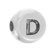 Perle plate ronde 5 mm - lettre alphabet - D - Argent 925 x1