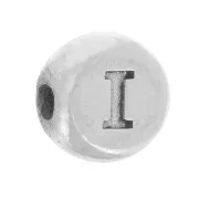 Perle plate ronde 5 mm - lettre alphabet - I - Argent 925 x1