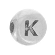 Perle plate ronde 5 mm - lettre alphabet - K - Argent 925 x1|raw }}