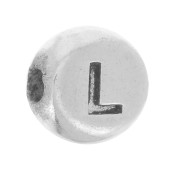 Perle plate ronde 5 mm - lettre alphabet - L - Argent 925 x1|raw }}