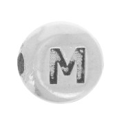 Perle plate ronde 5 mm - lettre alphabet - M - Argent 925 x1|raw }}