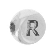 Perle plate ronde 5 mm - lettre alphabet - R - Argent 925 x1|raw }}
