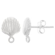 Clous d'oreilles coquillage 11x8 mm avec anneau fermé - Argent 925 x2|raw }}