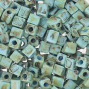 Cubes Miyuki 4 mm SB4-4514 - Opaque Turquoise Blue Picasso x10g|raw }}