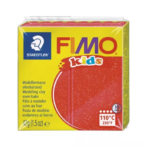 Pâte Fimo Kids 42gr Rouge Pailleté (n°212)