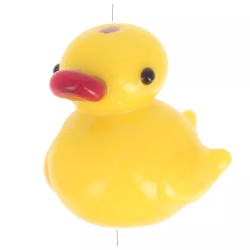 Perle artisanale en verre canard 17x15 mm - Jaune x1