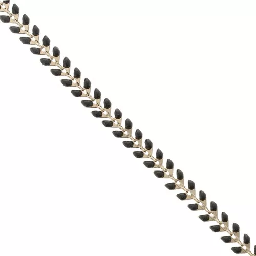 Chaîne maille chevron en épis résine époxy 6.3 mm Noir doré x 20cm