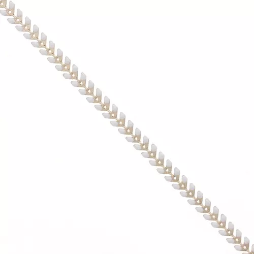Chaîne maille chevron en épis résine époxy 6.3 mm Blanc doré x 20cm