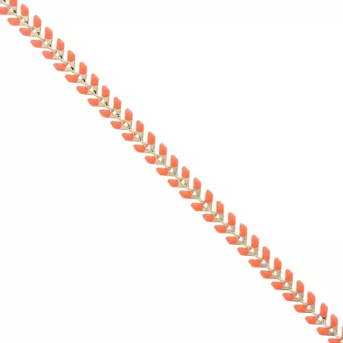 Chaîne maille chevron en épis résine époxy 6.3 mm Orange Fluo doré x 20cm