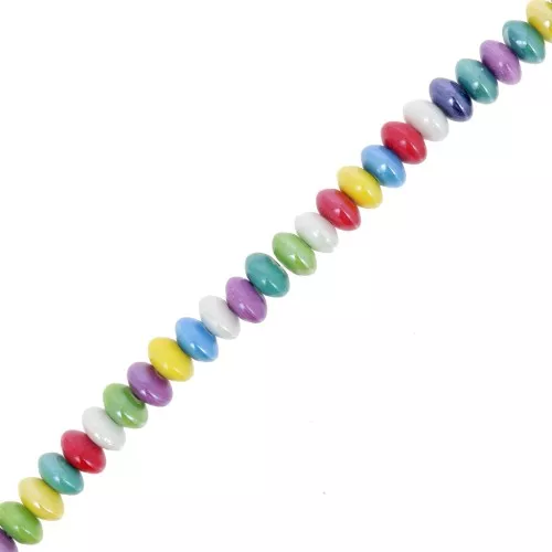 Perles rondelles en céramique 12x7 mm - Multicolore irisé x28cm