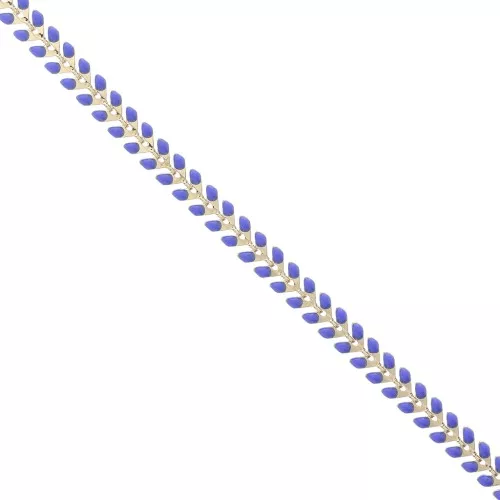 Chaîne maille chevron en épis résine époxy 6.3 mm Bleu royal - doré x 20cm