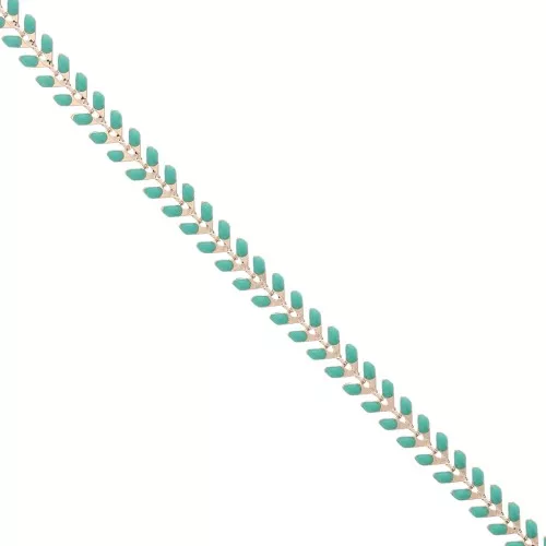 Chaîne maille chevron en épis résine époxy 6.3 mm Mint doré x 20cm