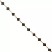 Chaîne maille Fantaisie alternée de fleurs résine époxy 6.6 mm Noir doré x 50cm