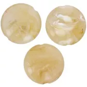 Perles plates rondes acrylique 22 mm - Beige Marbré x6