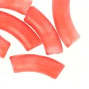 Perles tube incurvé 35x11mm en acrylique translucide - Rouge marbré nacré x6