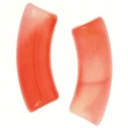 Perles tube incurvé en acrylique translucide 35x11 mm - Rouge marbré nacré x6