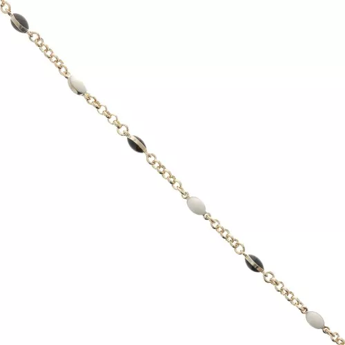 Chaîne maille Jaseron alternée résine époxy 4.1 mm Blanc - Noir doré x 50cm
