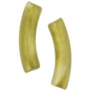 Perles tube incurvé en acrylique translucide 32x8 mm - Marbré olive nacré x6