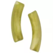 Perles tube incurvé en acrylique translucide 32x8 mm - Marbré olive nacré x6