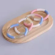 Perles tube incurvé en acrylique translucide 32x8 mm - Marbré olive nacré x6