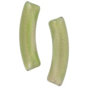 Perles tube incurvé 32x8 mm en acrylique transparent - Vert foncé pailleté x6