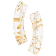 Perles tube incurvé en acrylique transparente 33x8 mm - Tacheté doré x6