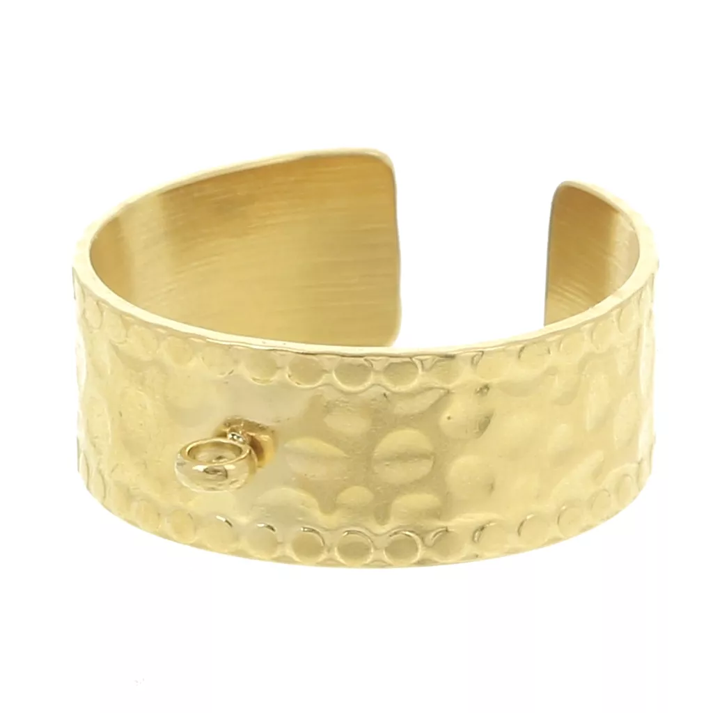 Bague Réglable Triple Martelée - Plaqué Or Avec Aventurine - Création Unique