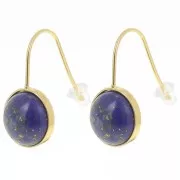 Crochets d'oreilles pour cabochon fond plat 10 mm Acier inoxydable 304L Doré x2