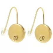 Crochets d'oreilles pour cabochon fond plat 10 mm Acier inoxydable 304L Doré x2