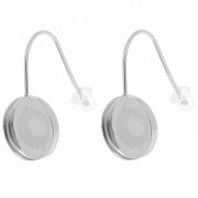 Crochets d'oreilles pour cabochon fond plat 10 mm Acier inoxydable 304L x2