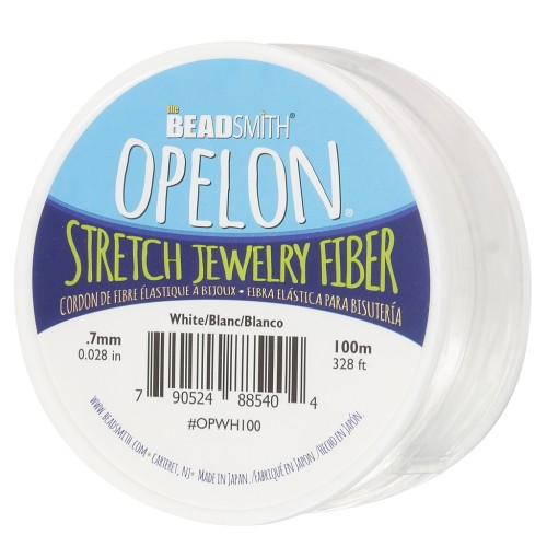 Fil en fibre élastique Opelon 0.7mm - Blanc x100m