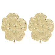 Clous d'oreilles fleur 25 mm anneau ouvert - Acier inox 304L Doré x2|raw }}