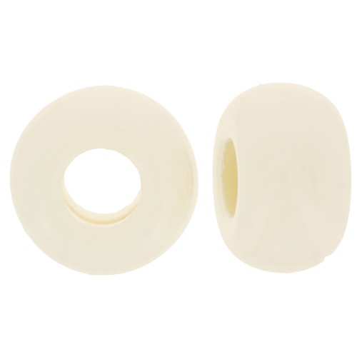 Perles rondelles gros trous 9.5 mm en résine opaque - Ivoire x10