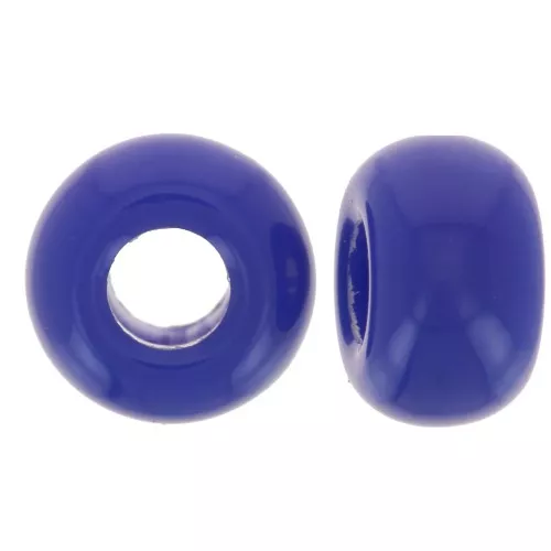Perles rondelles gros trous 9.5 mm en résine opaque - Bleu dur x10