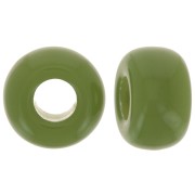 Perles rondelles gros trous 9.5 mm en résine opaque - Kaki x10|raw }}