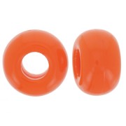 Perles rondelles gros trous 9.5 mm en résine opaque - Orange x10|raw }}
