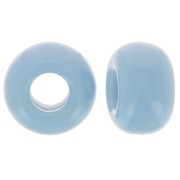 Perles rondelles gros trous 9.5 mm en résine opaque - Bleu fumé x10|raw }}