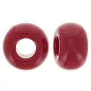 Perles - Perles rondelles gros trous 9.5 mm en résine opaque - Rouge carmin x10 Perles rondelles gros trous 9.5 mm en résine opaque - Rouge carmin x10