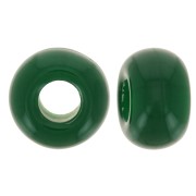 Perles rondelles gros trous 9.5 mm en résine opaque - Vert émeraude x10|raw }}