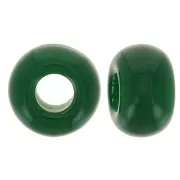 Perles rondelles gros trous 9.5 mm en résine opaque - Vert émeraude x10