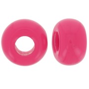 Perles rondelles gros trous 9.5 mm en résine opaque - Rose bonbon x10|raw }}