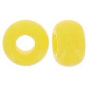 Perles rondelles gros trous 9.5 mm en résine opaque - Jaune soleil x10