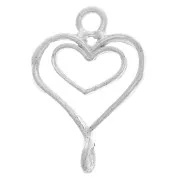 Pendentif intercalaire coeurs évidé 16x12 mm - Argent 925 x1