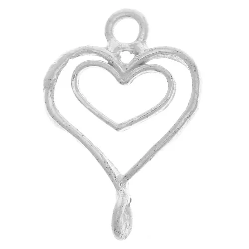 Pendentif intercalaire coeurs évidé 16x12 mm - Argent 925 x1