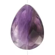Perle goutte motif ethnique 17x13 mm pierre gemme Amethyste - Doré or fin x1
